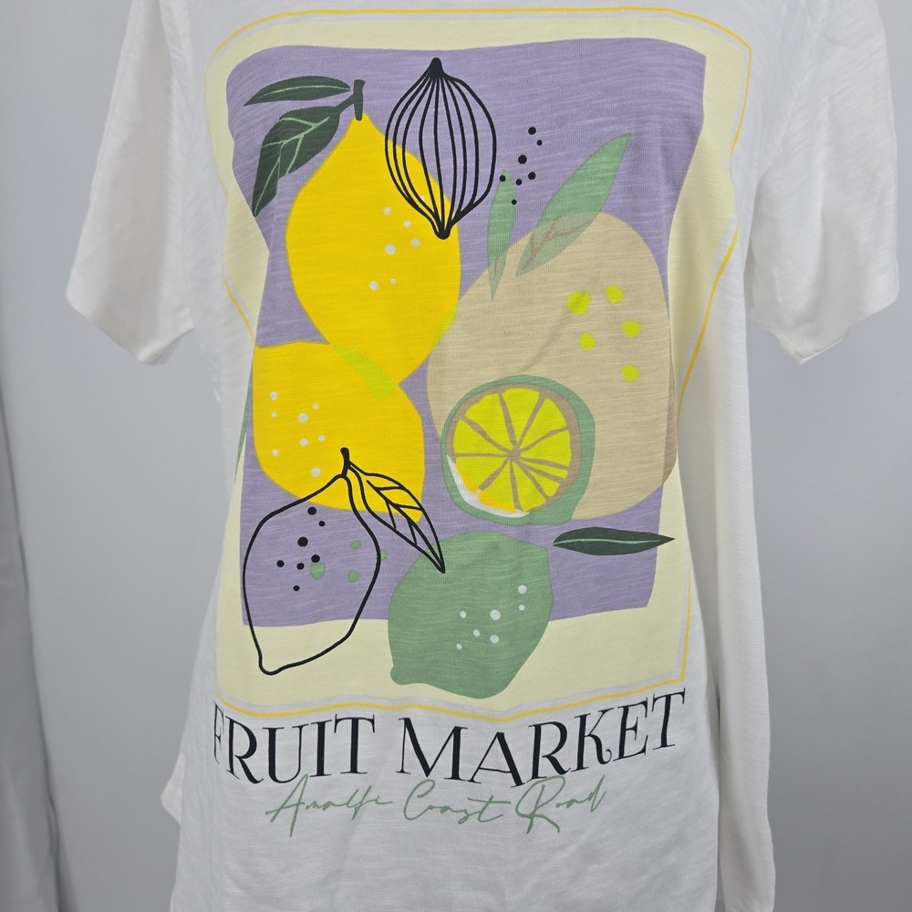 JOEI & I Women's Large Crew Neck Short Sleeve T-shirt Top Fruit Market NWT L - Picture 3 of 7